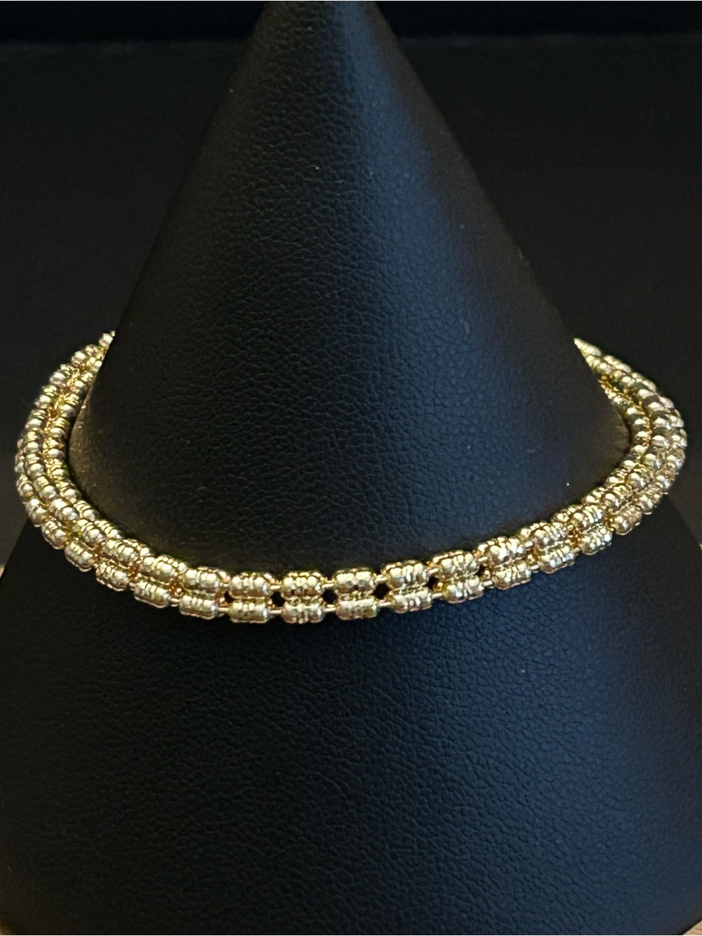 14KT Gold Over 925 Sterling Silver (4) Four Barrel Beaded Bracelet Made in Italy